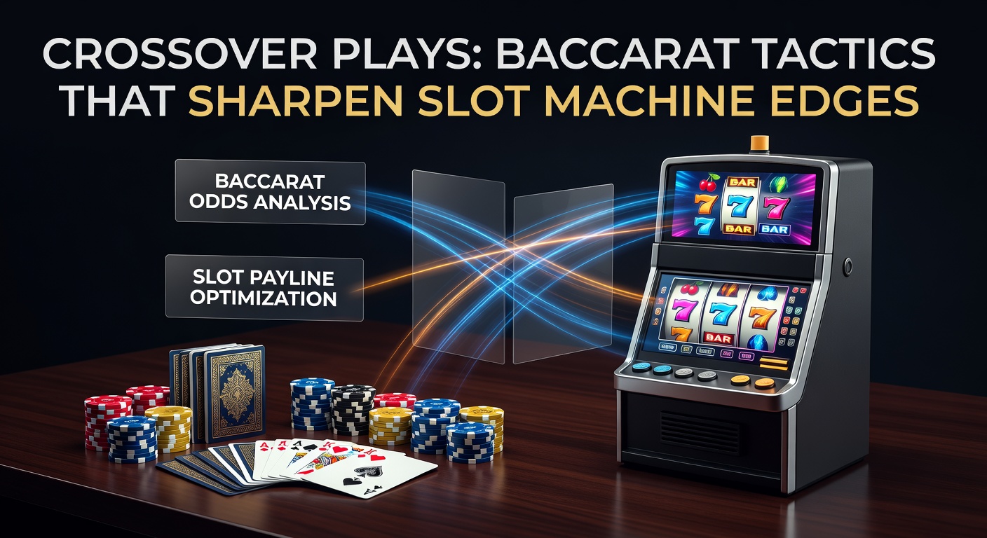 Ein dynamisches Bild von Baccarat-Karten und leuchtenden Slot-Maschinen, die taktische Überlagerungen symbolisieren