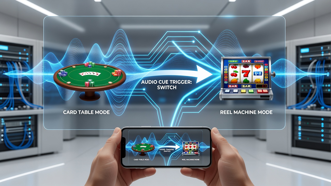 Darstellung von Audio-Datenströmen und Spielerbewegungen zwischen Tisch- und Automatenspielen