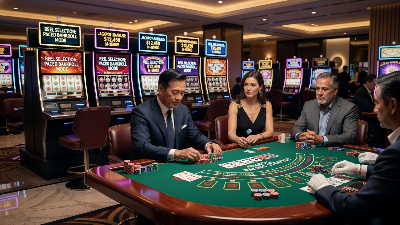 Spielerwechsel von Baccarat-Tisch zu mobilen Jackpot-Slots auf einem Tablet