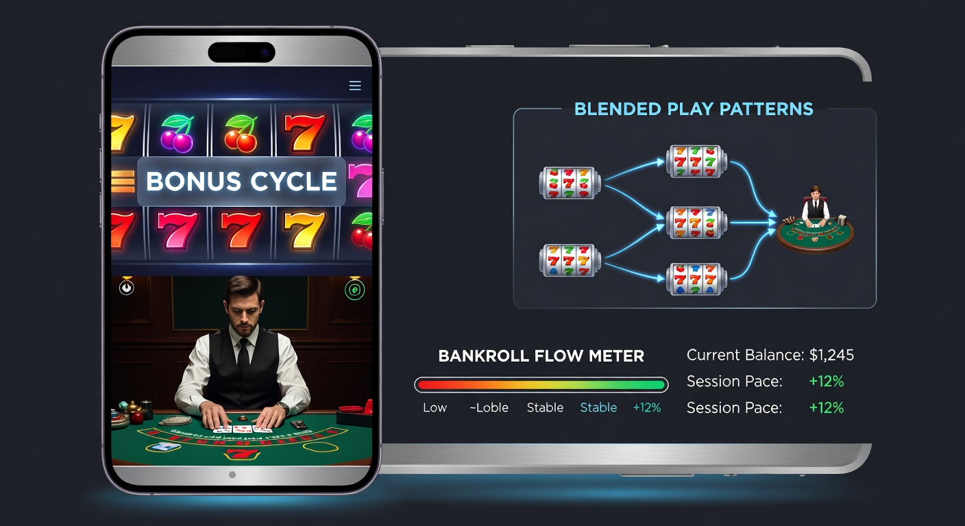 Smartphone-Display mit Wechsel zwischen Slot-Bonuszyklus und Live-Roulette-Tisch