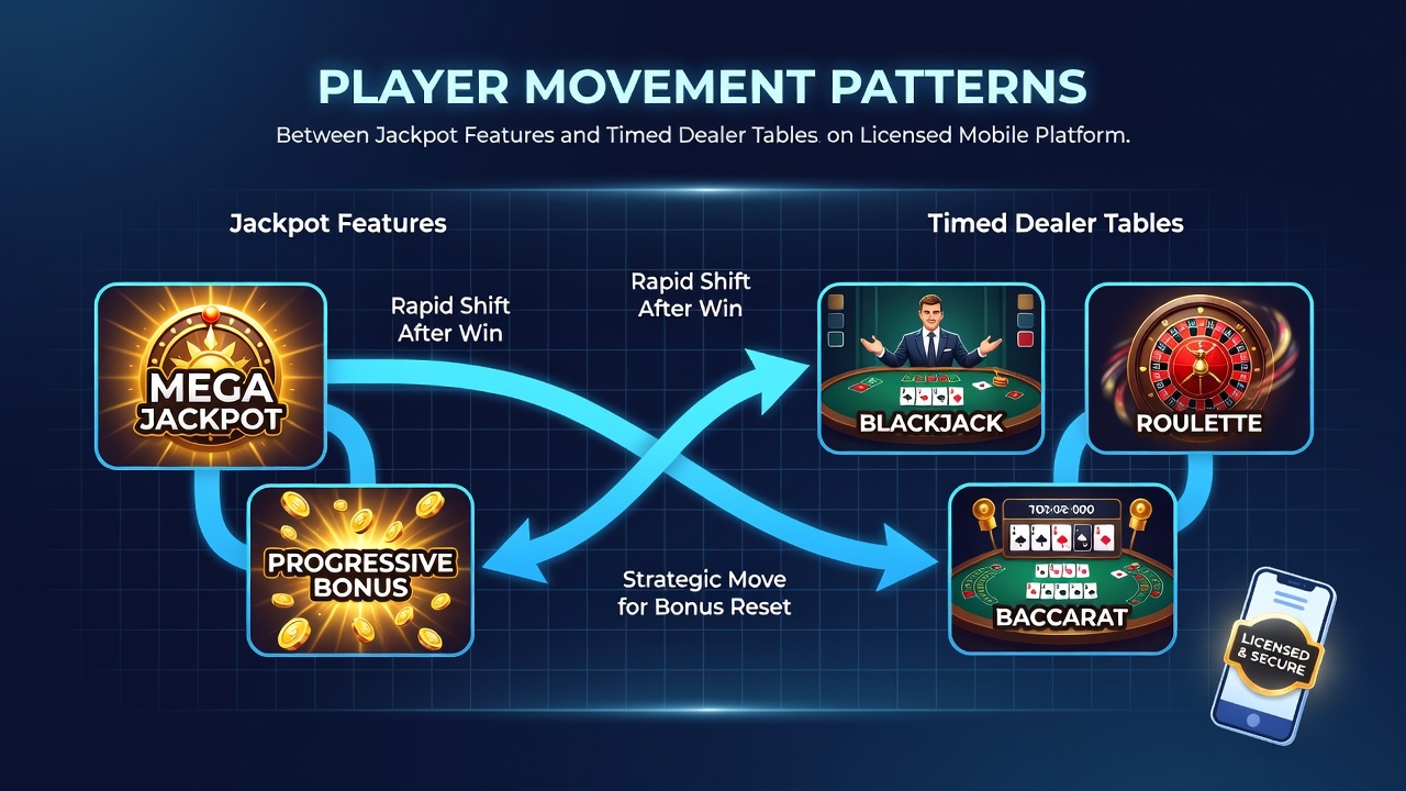 Mobile Casino-App zeigt Übergang von Slot zu Live-Tisch